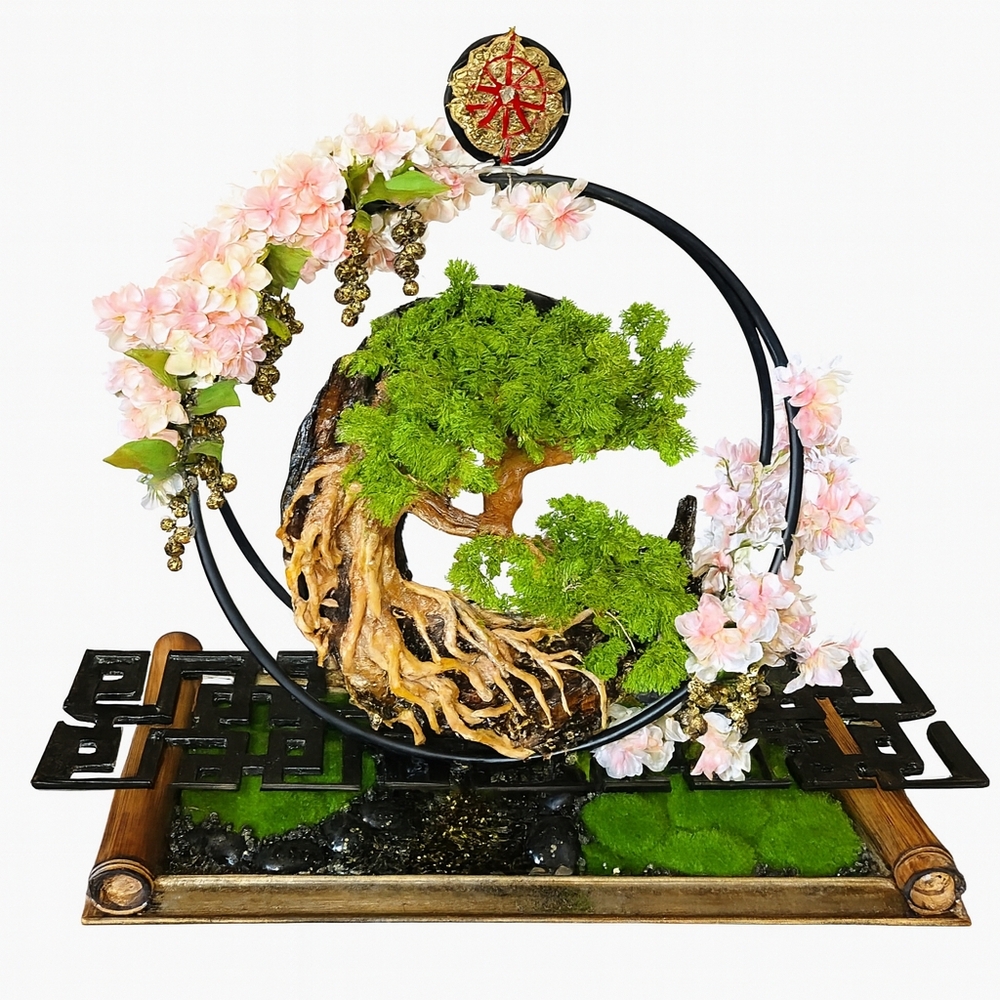 Elegant Faux Floral Arrangement with Green and Pink Accents